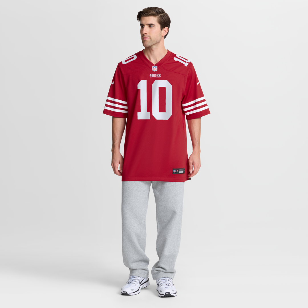 San Francisco 49ers Mac Jones Nike Scarlet Team Game Jersey