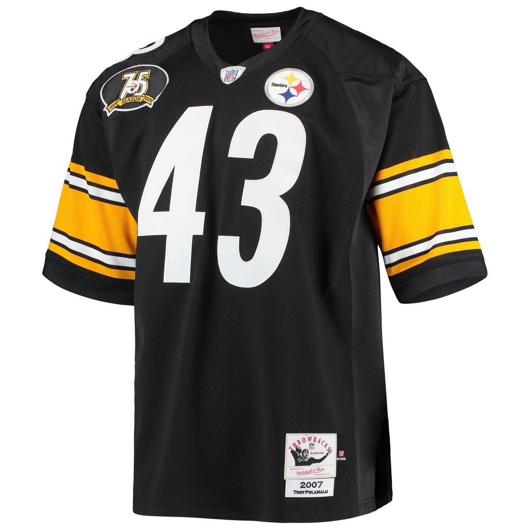 Pittsburgh Steelers 2007 Troy Polamalu Mitchell & Ness Black Authentic Throwback Retired Player Jersey