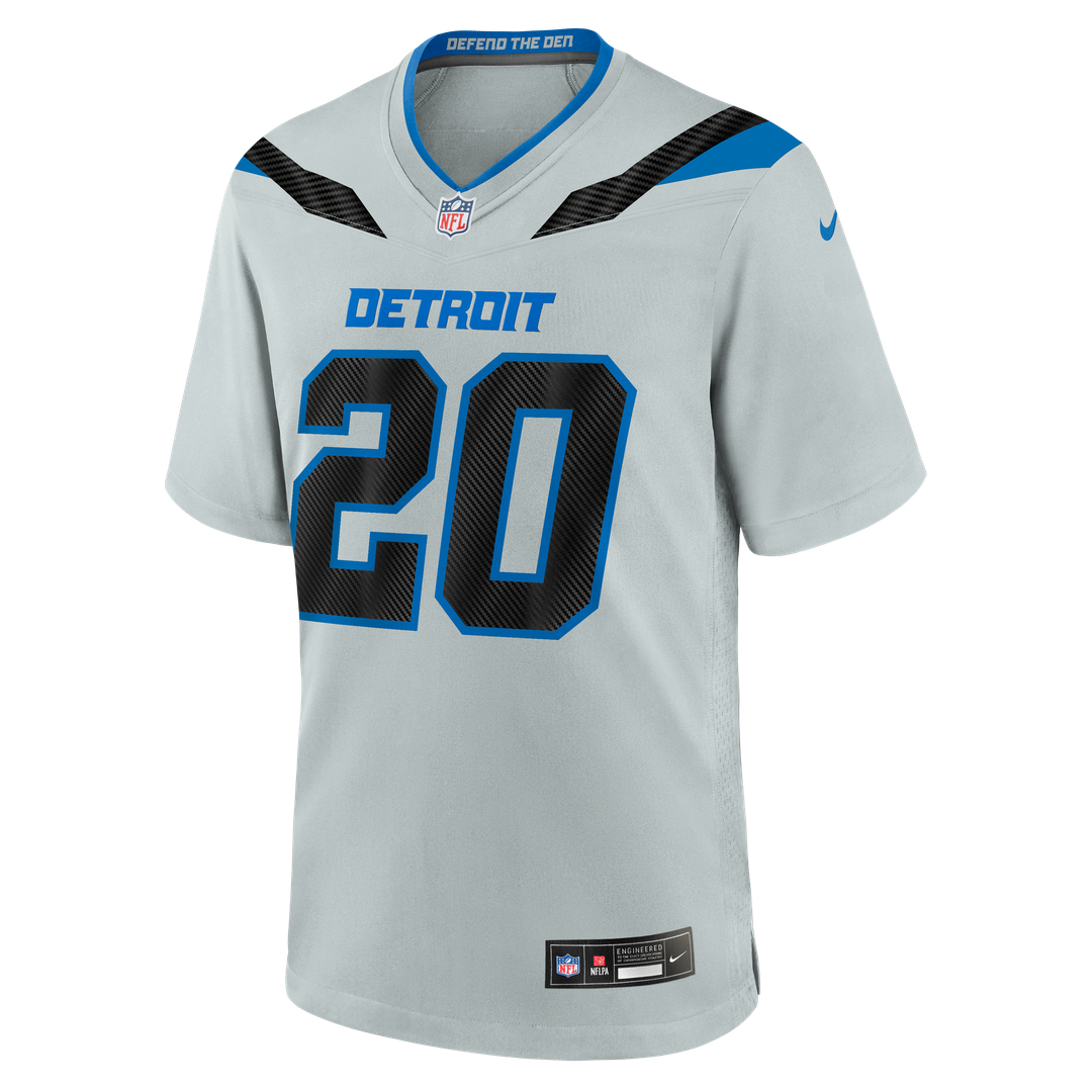 Detroit Lions Barry Sanders Nike Silver 2026 Rivalries Collection Game Jersey