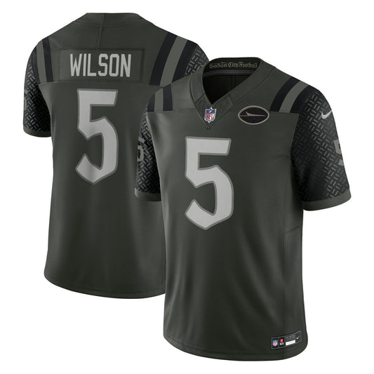 New York Jets Garrett Wilson Nike Green Rivalries Collection Stitched Limited Jersey