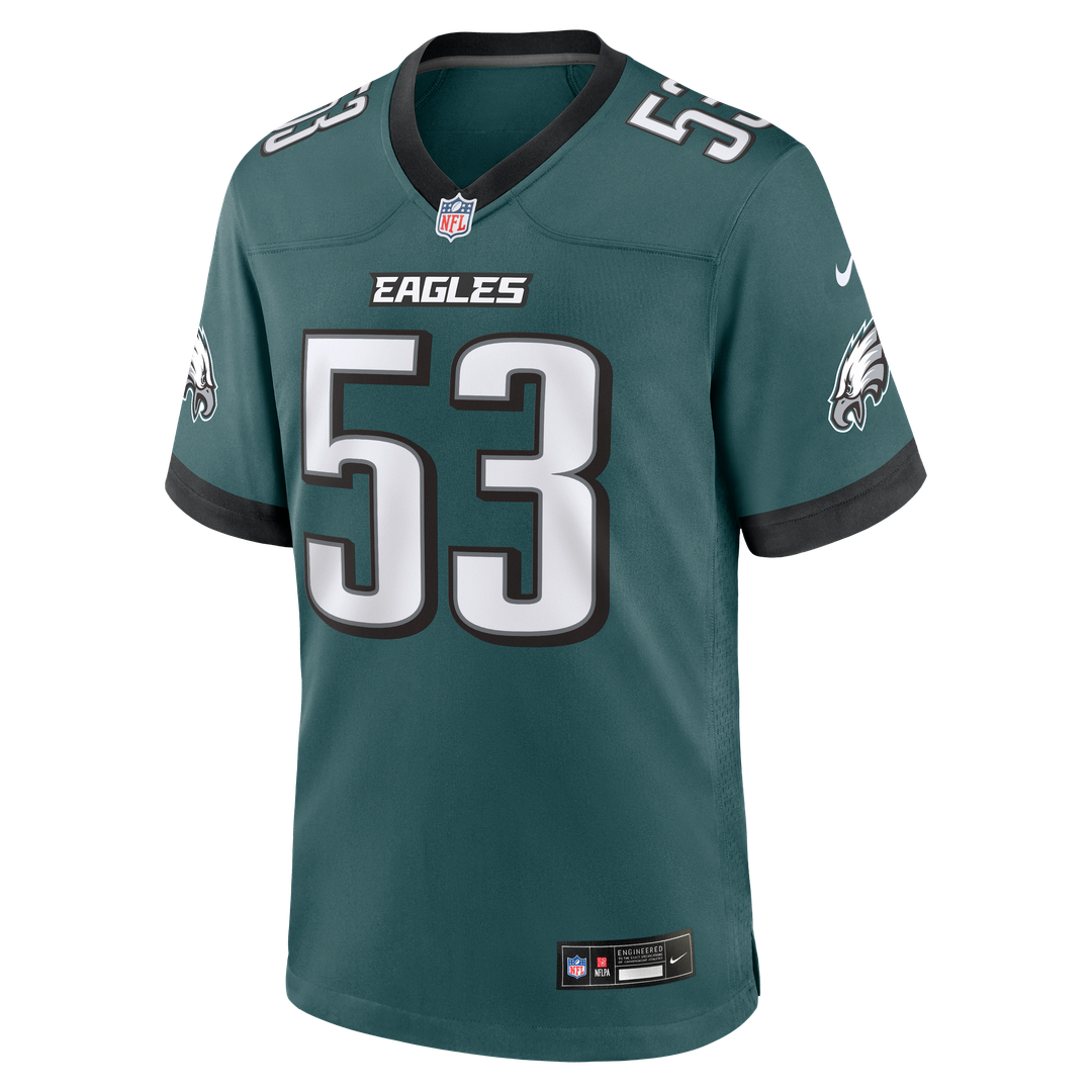Philadelphia Eagles Zack Baun Nike Midnight Green Team Game Jersey