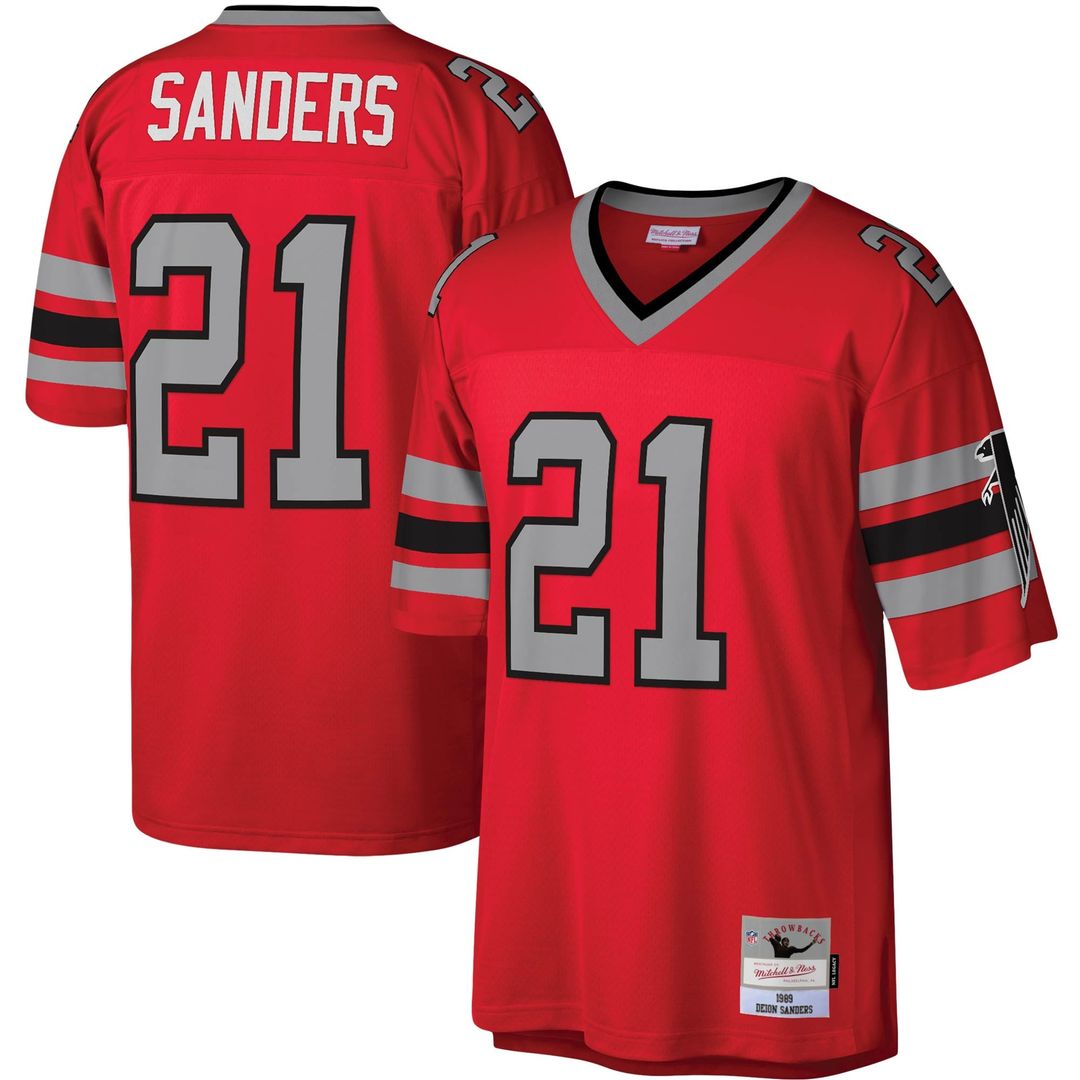 Atlanta Falcons Deion Sanders Mitchell & Ness White Legacy Replica Jersey