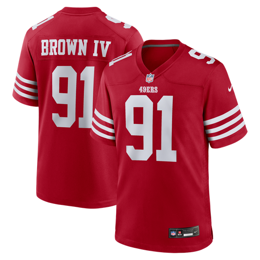 San Francisco 49ers Earnest Brown IV Nike Scarlet Team Game Jersey