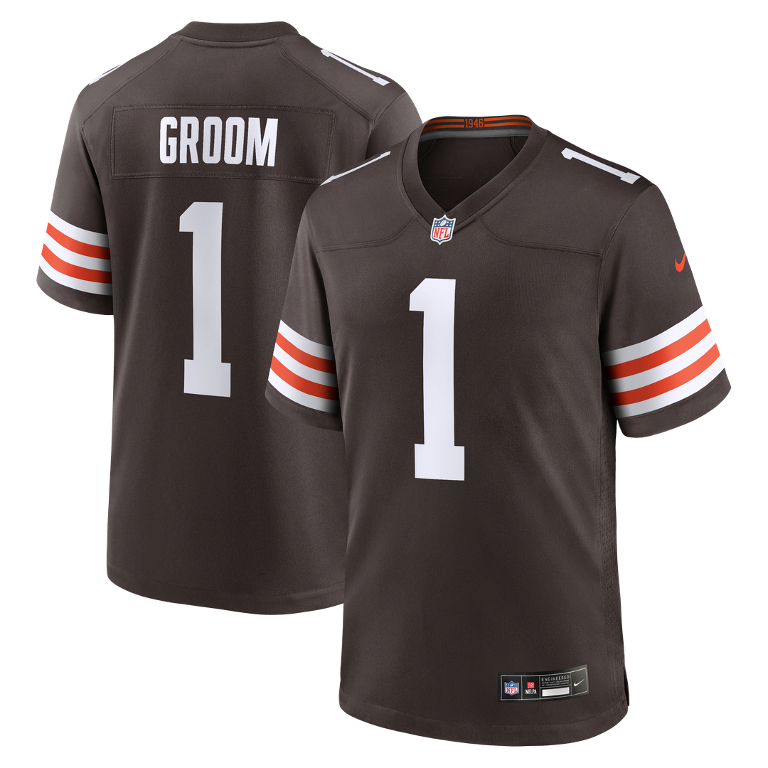 Cleveland Browns Number 1 Groom Nike Brown Game Jersey