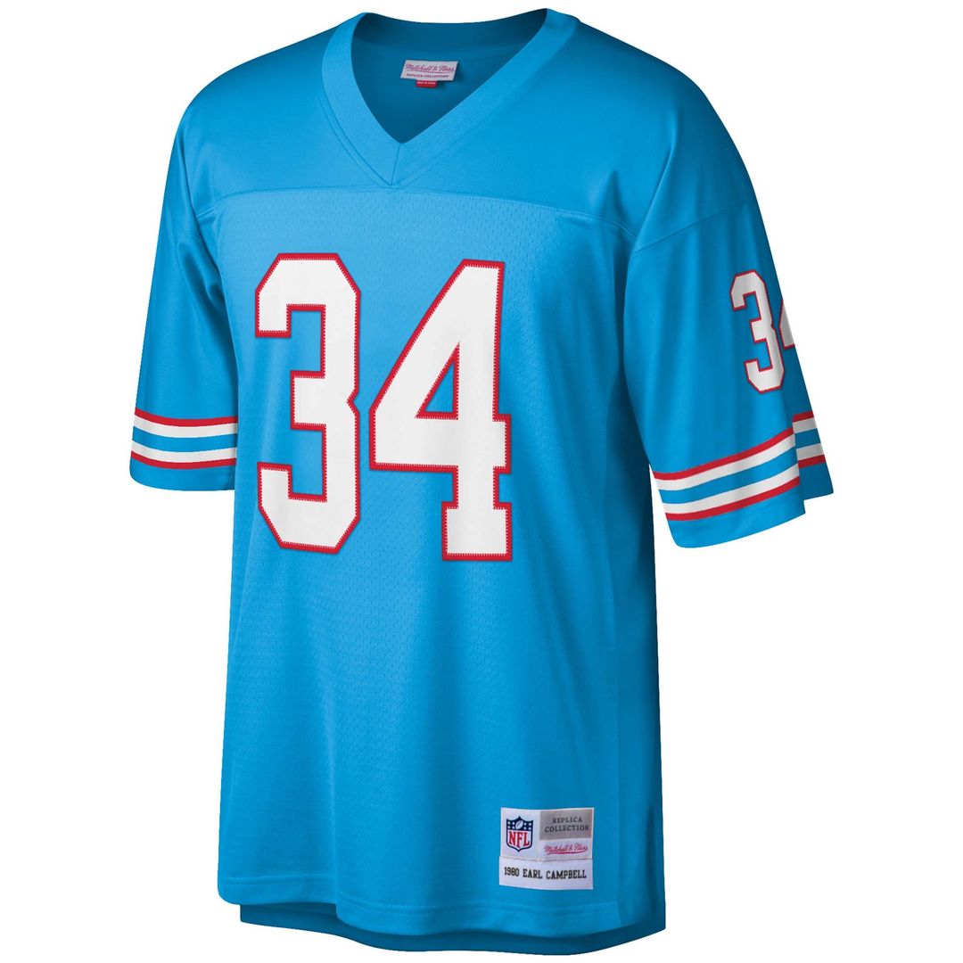 Houston Oilers Earl Campbell Mitchell & Ness Light Blue Legacy Replica Jersey