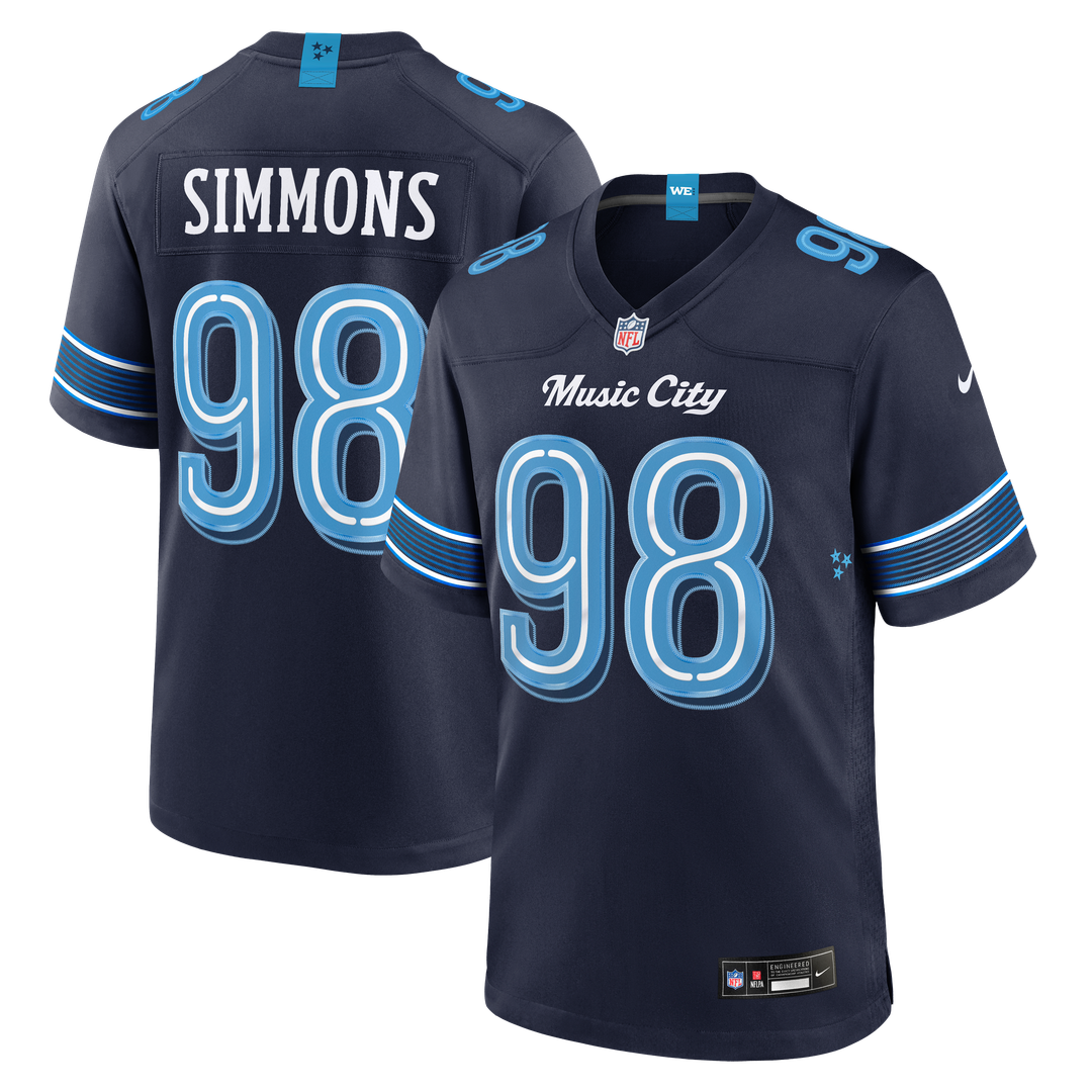 Tennessee Titans Jeffery Simmons Nike Navy 2026 Rivalries Collection Game Jersey