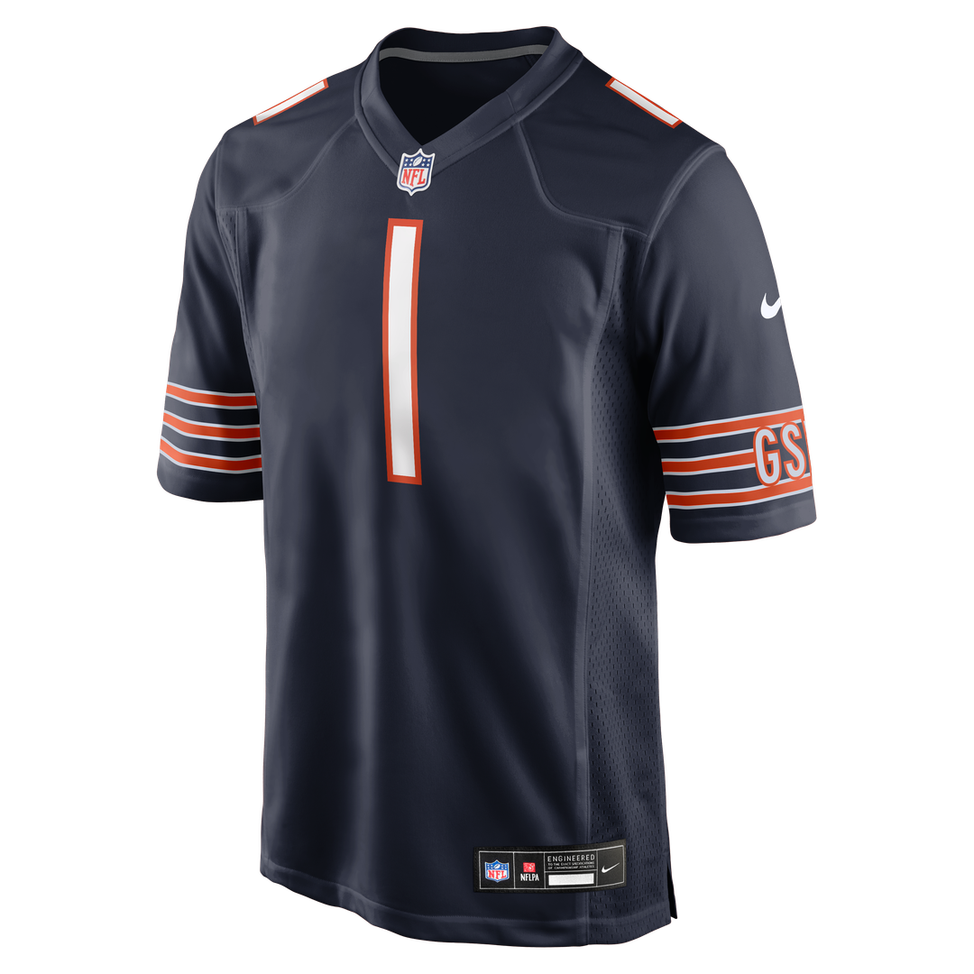 Chicago Bears Number 1 Groom Nike Navy Game Jersey