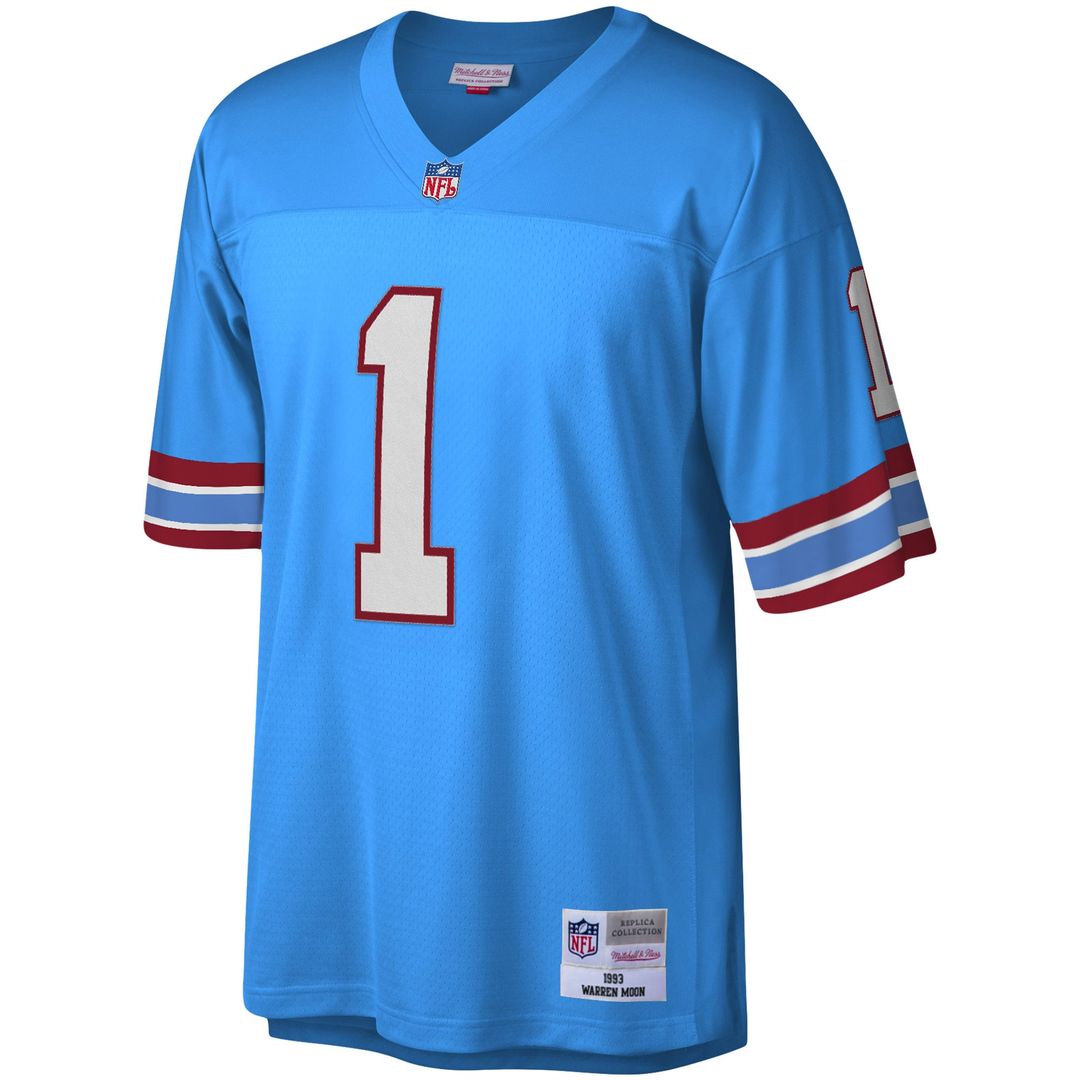 Houston Oilers Warren Moon Mitchell & Ness Light Blue Legacy Replica Jersey