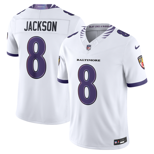 Baltimore Ravens Lamar Jackson Nike White Vapor F.U.S.E. Stitched Limited Jersey