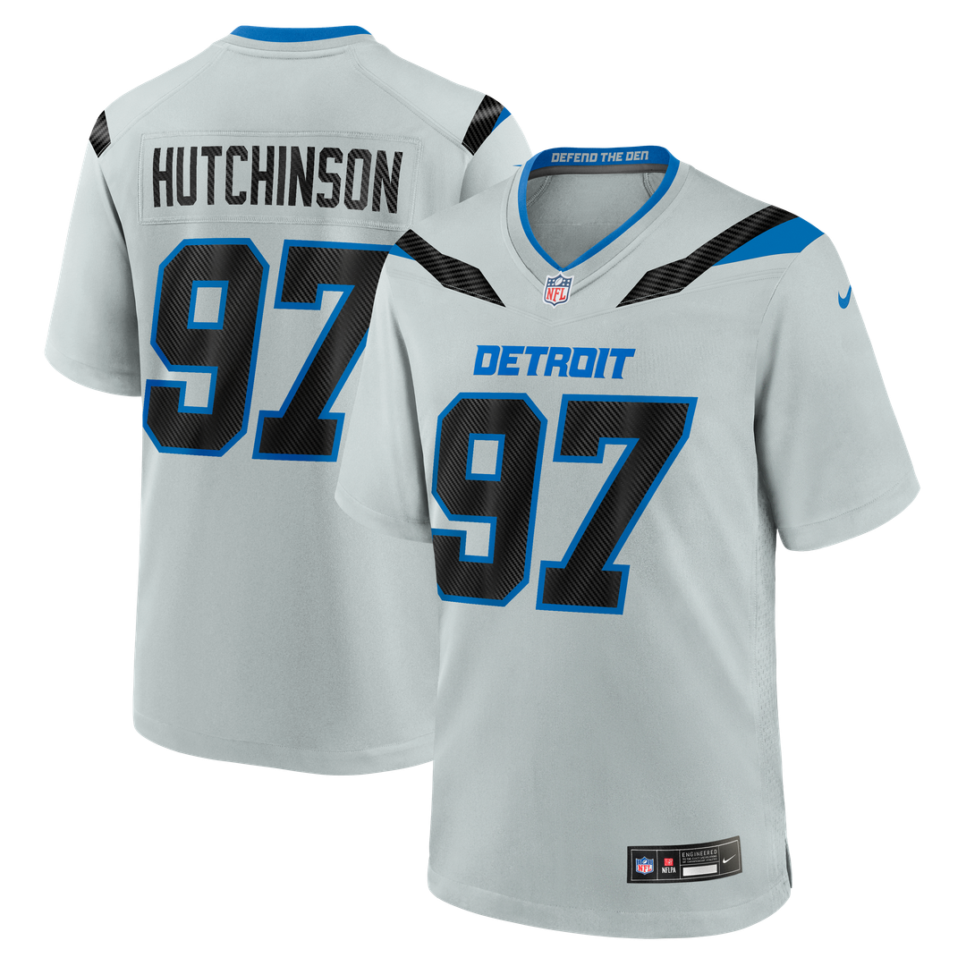 Detroit Lions Aidan Hutchinson Nike Silver 2026 Rivalries Collection Game Jersey