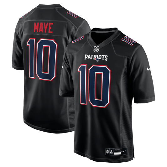 New England Patriots Drake Maye Nike Carbon Black Game Jersey