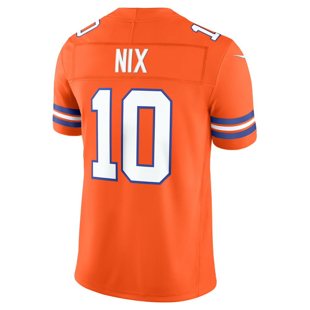 Denver Broncos Bo Nix Nike Orange Alternate Mile High Collection 1977 Throwback Vapor F.U.S.E. Stitched Limited Jersey