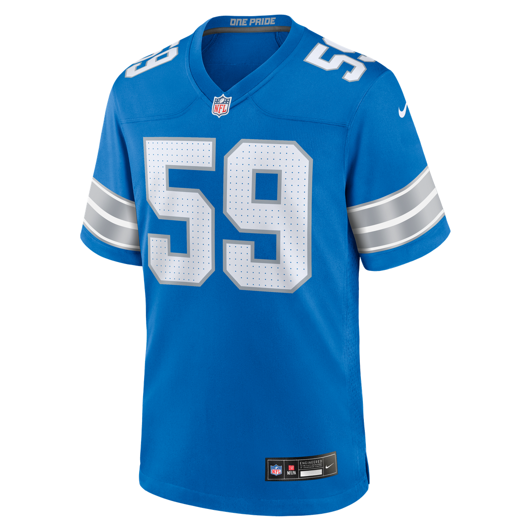 Detroit Lions Giovanni Manu Nike Blue Team Game Jersey
