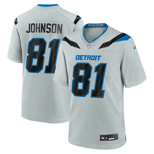 Detroit Lions Calvin Johnson Nike Silver 2026 Rivalries Collection Game Jersey